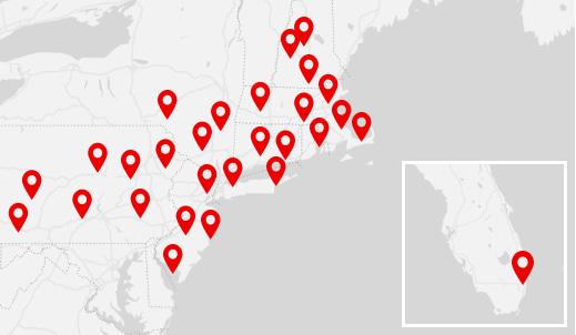 Map showing Santander global locations